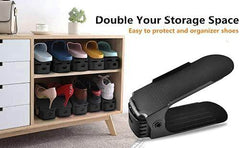 Plastic Shoe Slots Organizer Space Saver Double Deck Shoe Rack Adjustable Shoe Slots for Closet Organization (Pack of 2) (Multicolor) - Gardino