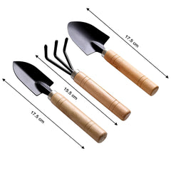 3-Piece Gardening Tool Set: Mini Hand Cultivator, Small Trowel & Garden Fork for Home Gardening Gardino
