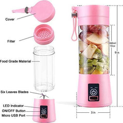 Mini Blender Fruit Mixer Machine Portable Electric Juicer grinder Cup 380ML Personal Blender Smoothie Maker USB Rechargeable (Multicolour) - Gardino