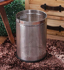 Stainless Steel 202 Perforated Design Open Top Dustbin - 25L | 10Inch (H) x 7 Inch (W) Silver Trash Can with Anti-skid Base | For Bathroom, Bedroom, Kitchen & Toilet or Commercial Use Gardino