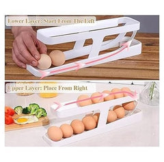 2-Tier Rolling Egg Dispenser | Space-Saving & Durable Polypropylene Egg Storage | Holds 12-14 Eggs with Gravity-Fed Design Gardino