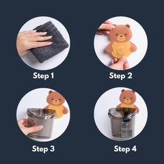 Plastic 2 Pack Toothbrush Holders for Bathroom, Self-Adhesive Waterproof Wall Mount, Teddy Bear Shaped with Cup Drain (Multicolor) Gardino