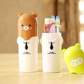Portable Cartoon Animal Toothbrush Holder - Travel & Bathroom Storage (Pack of 2) Gardino