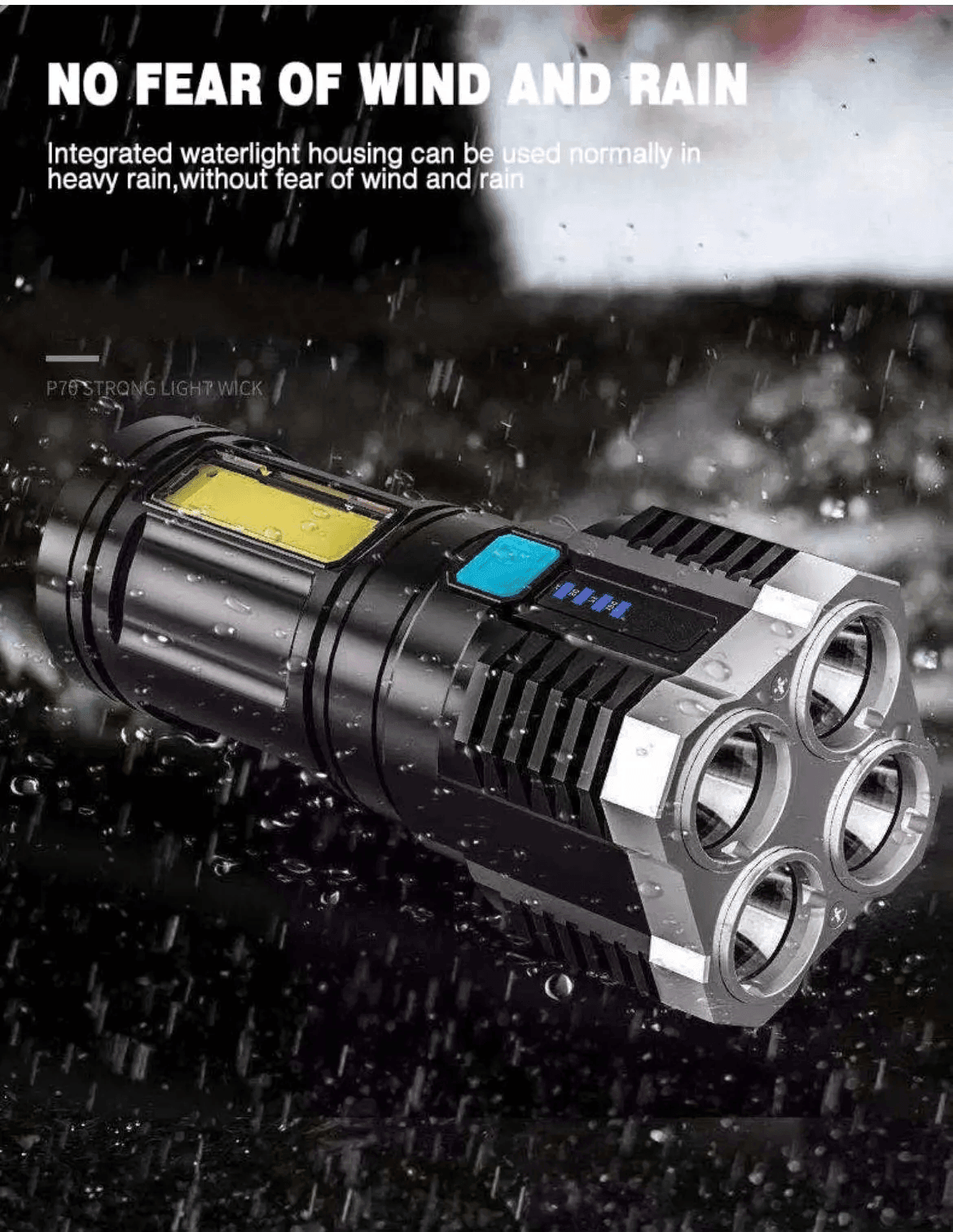 Gardino 2in1 OSL+COB LED Torch Rechargeable Flashlight 4 Modes Long Range 5W Power Light with Charging Indicator - Gardino