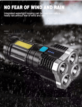 Gardino 2in1 OSL+COB LED Torch Rechargeable Flashlight 4 Modes Long Range 5W Power Light with Charging Indicator - Gardino