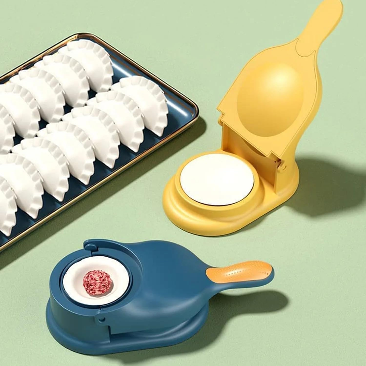 2-in-1 Dumpling Maker, Ghughra & Momos Mould Machine with Skin Press, Kitchen Tool for Gujiya and Puri Gardino