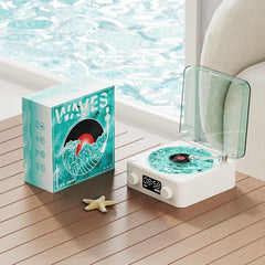 GARDINO Retro-style Wireless waves vinyl Bluetooth Speaker for Sea White Noise with Bedroom Clock & Ambience Light, A Great Gift Suited for Computer Desktop Gardino