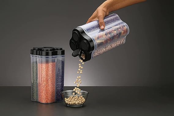 4-in-1 Square Food Container for Cereal Storage, Multi-Color Gardino