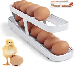 2-Tier Rolling Egg Dispenser | Space-Saving & Durable Polypropylene Egg Storage | Holds 12-14 Eggs with Gravity-Fed Design Gardino