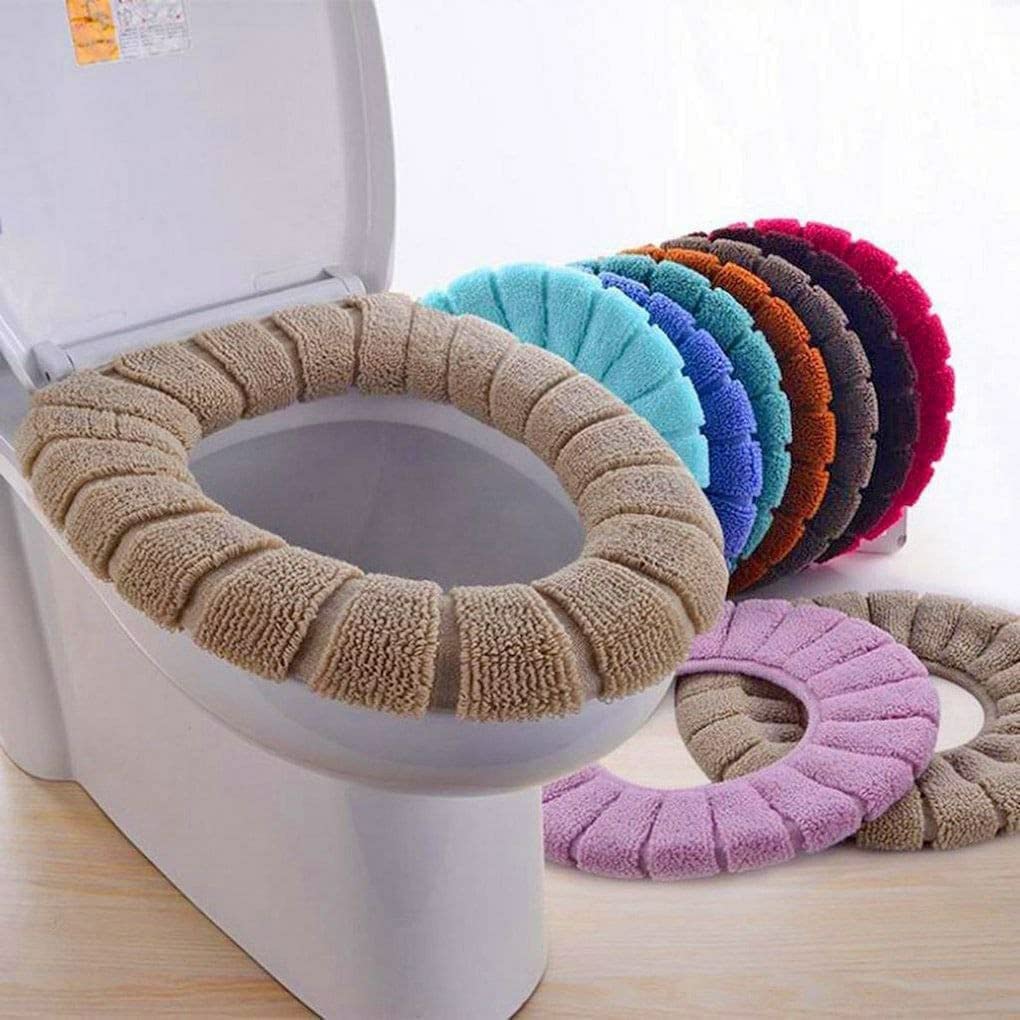 Washable Soft Warmer Toilet Seat Cover, Cushion Mat, and Lid Cover Pads | Stretchable, Easy Installation Toilet Seat Covers (Pack of 1) Gardino
