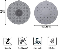 Anti-Skid Bathroom Shower Mat | Non-Slip Foot Pad with Suction Cups & Drain Holes | Soft Silicone Foot Massager Scrubber (Round) Gardino