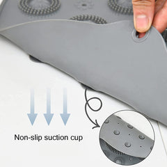 Anti-Skid Bathroom Shower Mat | Non-Slip Foot Pad with Suction Cups & Drain Holes | Soft Silicone Foot Massager Scrubber (Round) Gardino