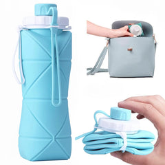 Gardino 600ml foldable silicone water bottle, portable leakproof sports bottle ideal for travel, gym, hiking, and outdoor activities.