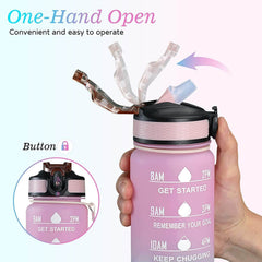 Motivational Water Bottle 1 litre Sipper Bottle For Adults With Time Measurement BPA Free Non-Toxic Water bottle for office,Water bottle for gym (Pink) - Gardino
