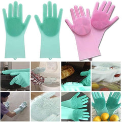 Reusable Silicone Dishwashing Cleaning Gloves | Anti-Slip Scrubber Gloves for Kitchen Cleaning - GARDINO