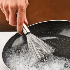 Steel Scrubber Brush with Handle for Kitchen, Pan, Pot, Wok, and Dishes Cleaning Gardino