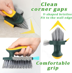 Grout Cleaner Brush 4-in-1 with Squeegee – Multifunctional V-Shape Gap Scrub Brush for Crevice, Corner, Window, Sink, Kitchen, and Bathroom Cleaning Gardino