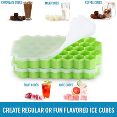Silicone Honeycomb Ice Cube Tray, 37 Cavity Reusable Mould for Freezer and Baking Gardino