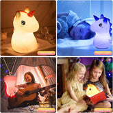 Silicone Unicone Night Light Rechargeable Led Lamp with 7-Color Breathing Modes, Touch Sensor Control Gardino