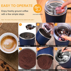 Gardino Electric Coffee Grinder | 200W Stainless Steel Blades | Multifunctional & Portable Grinder for Coffee Beans, Spices & Nuts Gardino