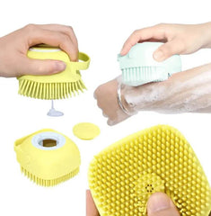 Cute Dog Bath Brush with Soap Dispenser | Soft Silicone Pet Grooming Tool - Gardino