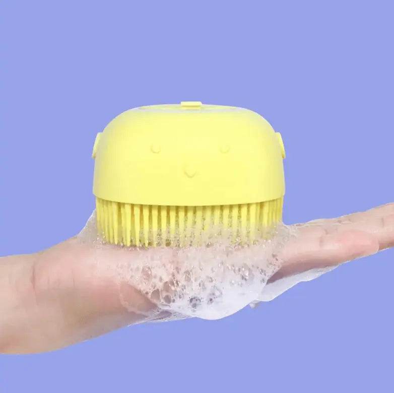 Cute Dog Bath Brush with Soap Dispenser | Soft Silicone Pet Grooming Tool - Gardino