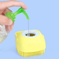 Cute Dog Bath Brush with Soap Dispenser | Soft Silicone Pet Grooming Tool - Gardino
