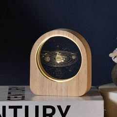 Crystal Ball Night Lamp with Wooden Frame, USB Powered System, 3D LED Sphere for Home and Office Décor - Gardino