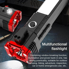 Portable Rechargeable Torch LED Flashlight Long Distance Beam Range with Power Bank, Hammer and Strong Magnets, - Gardino