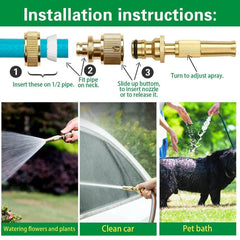 High Pressure Brass Water Spray Nozzle Gun for Car, Gardenening, Bike,Plants Car Washer - Gardino