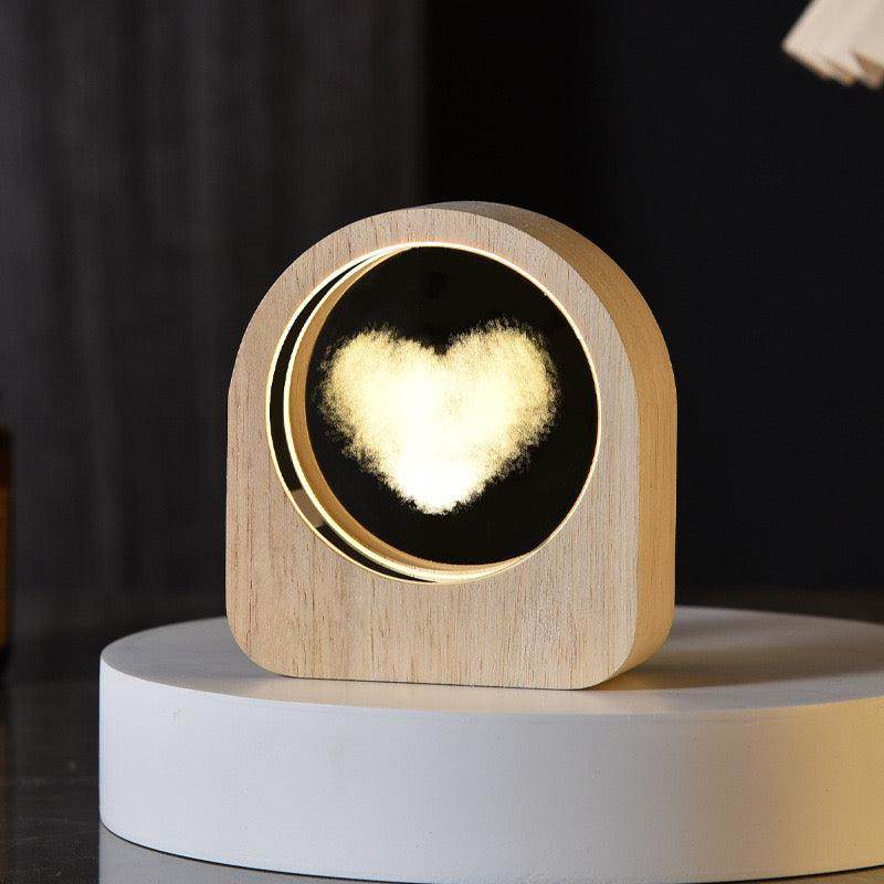 Crystal Ball Night Lamp with Wooden Frame, USB Powered System, 3D LED Sphere for Home and Office Décor - Gardino