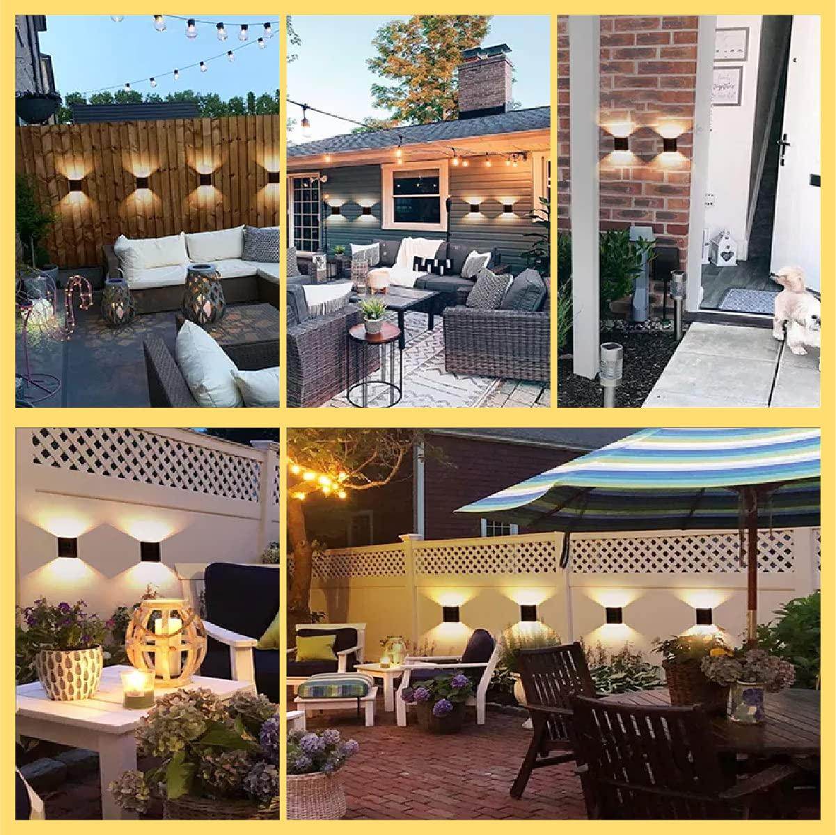 Solar Solar Wall Light Exterior Porch Lights Fence Fixture Deck Patio Decor Water Resistant Modern Sconce for Outdoor Backyard Garden (Pack of 1) - Gardino