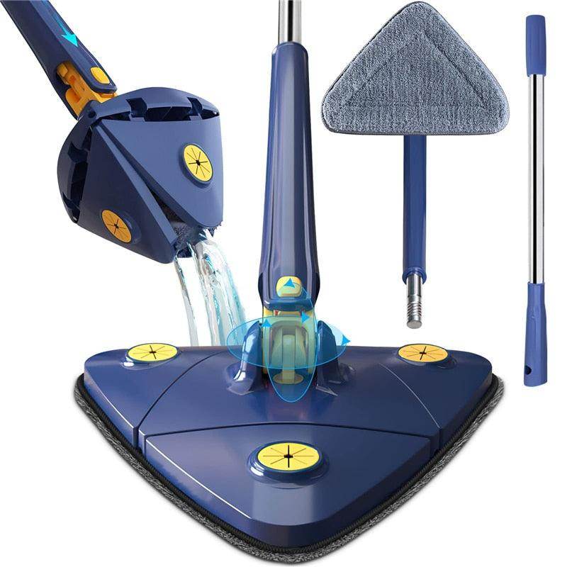 360 Degree Rotatable Adjustable Triangle Cleaning Mop with Stainless Steel Long Handle Push-Pull Squeezing Cleaning Mop Dry & Wet Mop Floor Windows Ceiling - Gardino