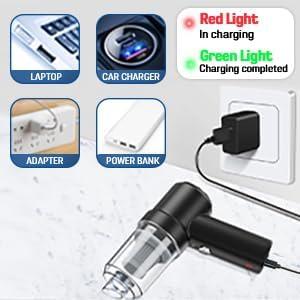 3IN1 Portable Car Vacuum Cleaner with Blower | USB Rechargeable Wireless Handheld Gardino