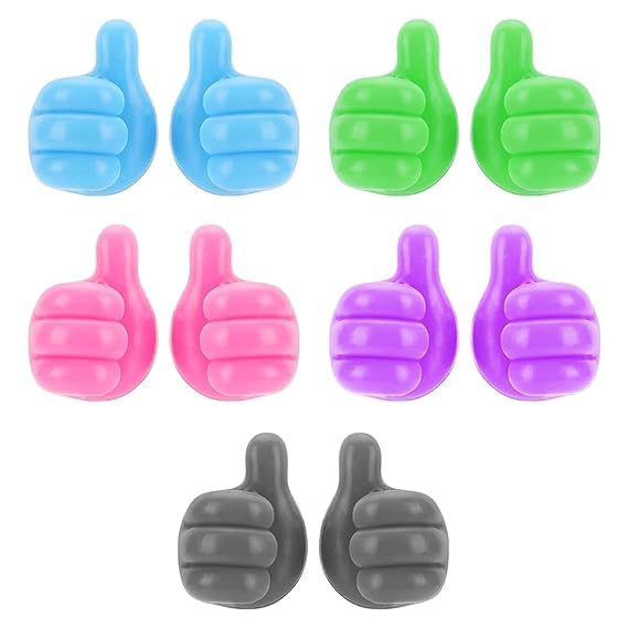 10 Pcs Thumb Shape Key Hooks - Cute and Creative Adhesive Silicone Wall Clips Gardino