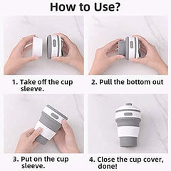 Collapsible Coffee Cups for Travel, Reusable Silicone Collapsible Cups with Lid for Camping Gardino