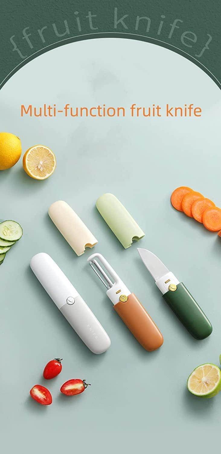 Vegetable Peeler 2 in 1 Stainless Steel Potato Peeler with Knife Fruit Knife Peeler, Vegetable Peeler Dual-Use Knife, Outdoor Kitchen Tools Camping Hiking Portable Peeling - Gardino