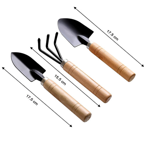 3-Piece Gardening Tool Set: Mini Hand Cultivator, Small Trowel & Garden Fork for Home Gardening Gardino