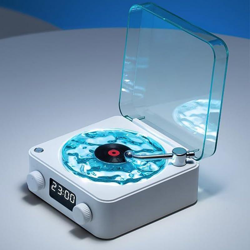 GARDINO Retro-style Wireless waves vinyl Bluetooth Speaker for Sea White Noise with Bedroom Clock & Ambience Light, A Great Gift Suited for Computer Desktop Gardino