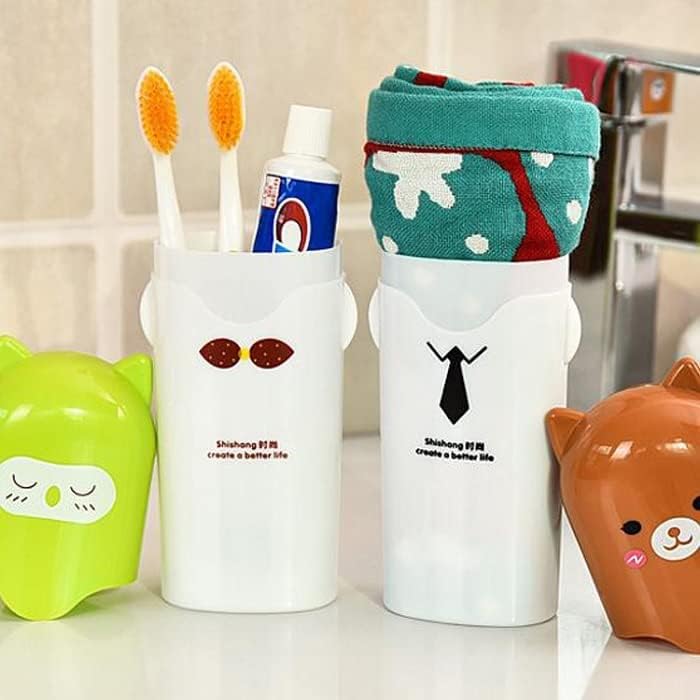 Portable Cartoon Animal Toothbrush Holder - Travel & Bathroom Storage (Pack of 2) Gardino