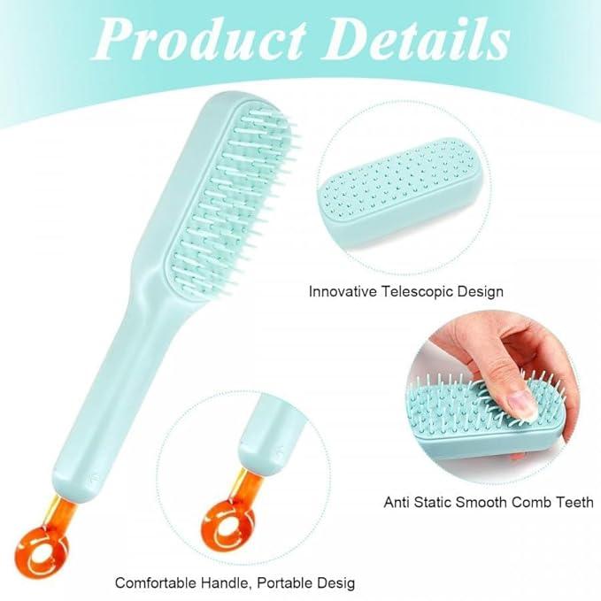 Self Cleaning Hair Brush Hairbrushes for Women Easy Clean Hair Brush, Massage Comb with Retractable Bristles One-pull Clean Anti Static Hair Brush Tools for All Hair Types (Pack Of 2) Gardino