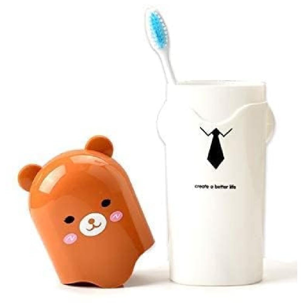Portable Cartoon Animal Toothbrush Holder - Travel & Bathroom Storage (Pack of 2) Gardino