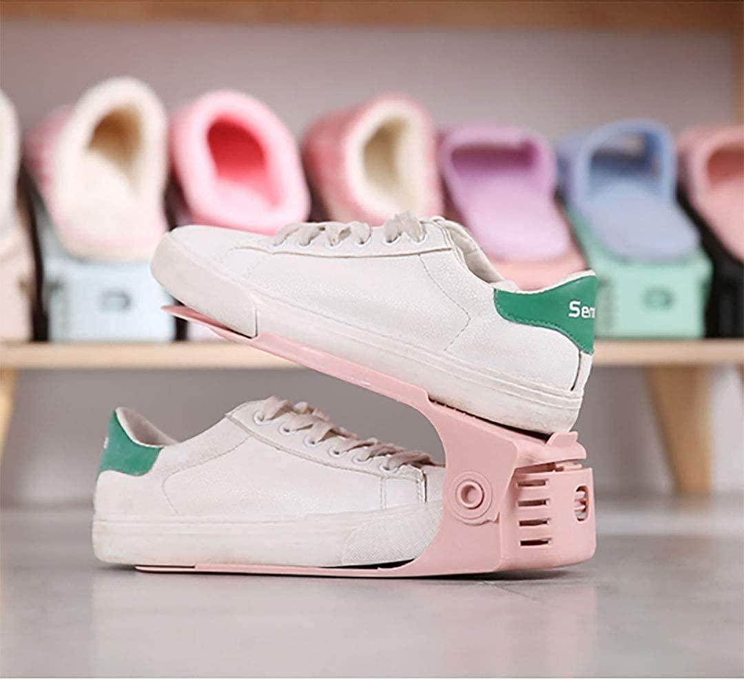 Plastic Shoe Slots Organizer Space Saver Double Deck Shoe Rack Adjustable Shoe Slots for Closet Organization (Pack of 2) (Multicolor) - Gardino