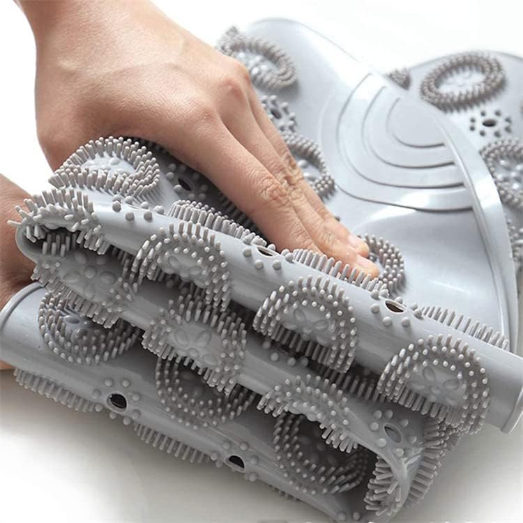 Anti-Skid Bathroom Shower Mat | Non-Slip Foot Pad with Suction Cups & Drain Holes | Soft Silicone Foot Massager Scrubber (Round) Gardino