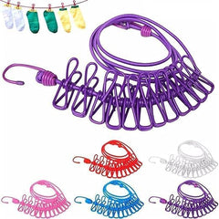 Elastic Clothes Drying Rope with Clips, Non-Slip Clothesline for Indoor and Outdoor Use (Pack of 2) Gardino