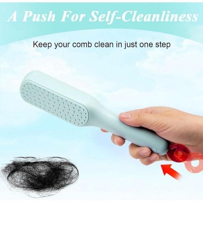 Self Cleaning Hair Brush Hairbrushes for Women Easy Clean Hair Brush, Massage Comb with Retractable Bristles One-pull Clean Anti Static Hair Brush Tools for All Hair Types (Pack Of 2) Gardino