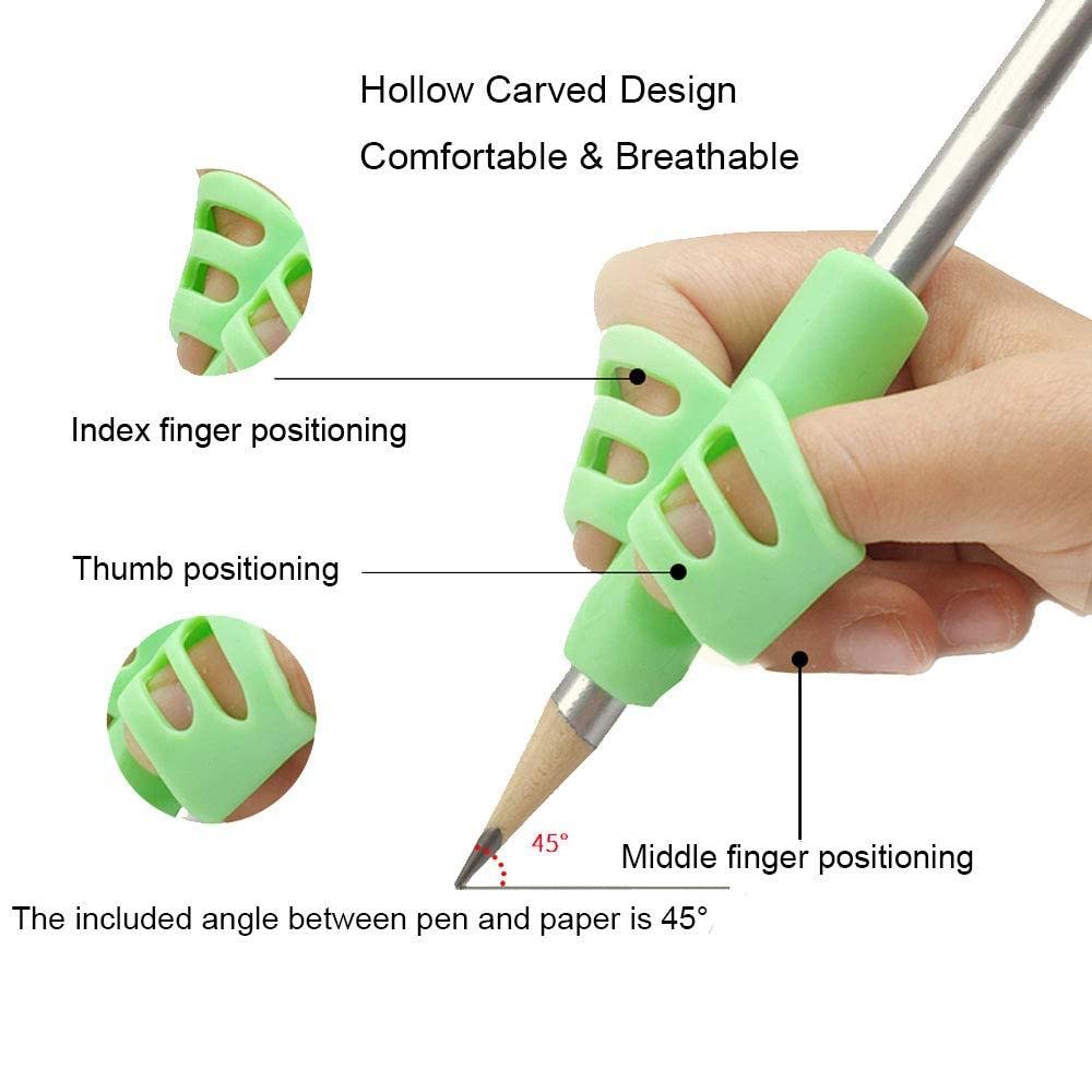 3Pcs Pencil Holder Set – Finger Grip for Kids, Perfect for Handwriting Beginners (Ages 3+), Multi-Color Gardino