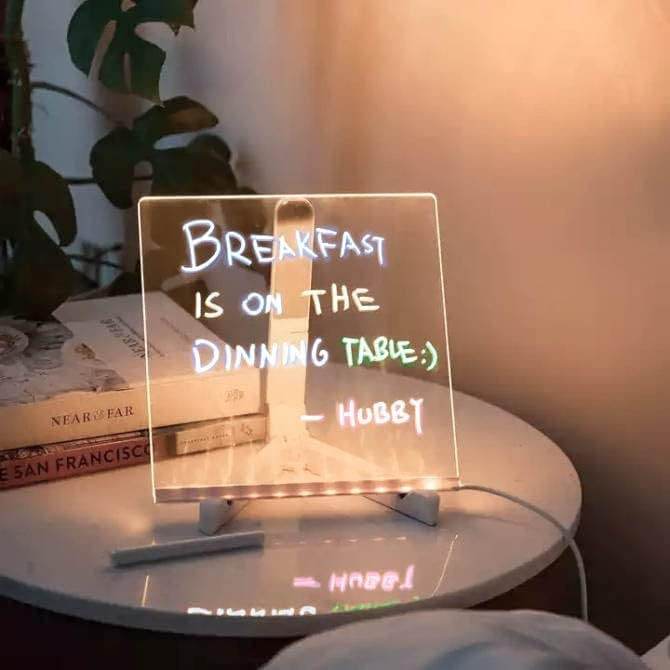 LED Acrylic Writing Board Table Lamp with Pen – 3D Light-Up Message Board for Kids, Gifts & Home Office Decor - Gardino