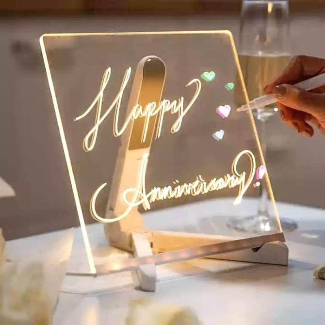 LED Acrylic Writing Board Table Lamp with Pen – 3D Light-Up Message Board for Kids, Gifts & Home Office Decor - Gardino