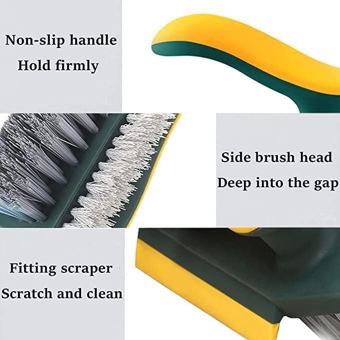 Grout Cleaner Brush 4-in-1 with Squeegee – Multifunctional V-Shape Gap Scrub Brush for Crevice, Corner, Window, Sink, Kitchen, and Bathroom Cleaning Gardino